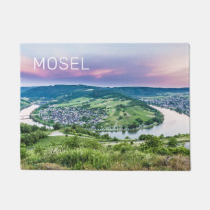 Moselle Loop Sunset Kroev Panorama Germany Doormat