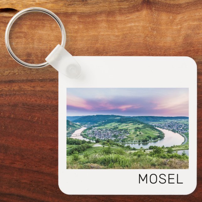 Moselle Loop Sunset Kroev Panorama Germany Keychain (Front)