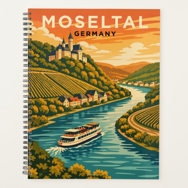 Moseltal Germany Vintage Travel Art Planner (Front)