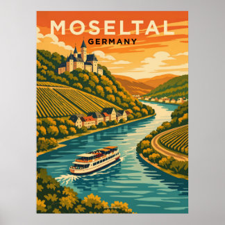 Moseltal Germany Vintage Travel  Poster
