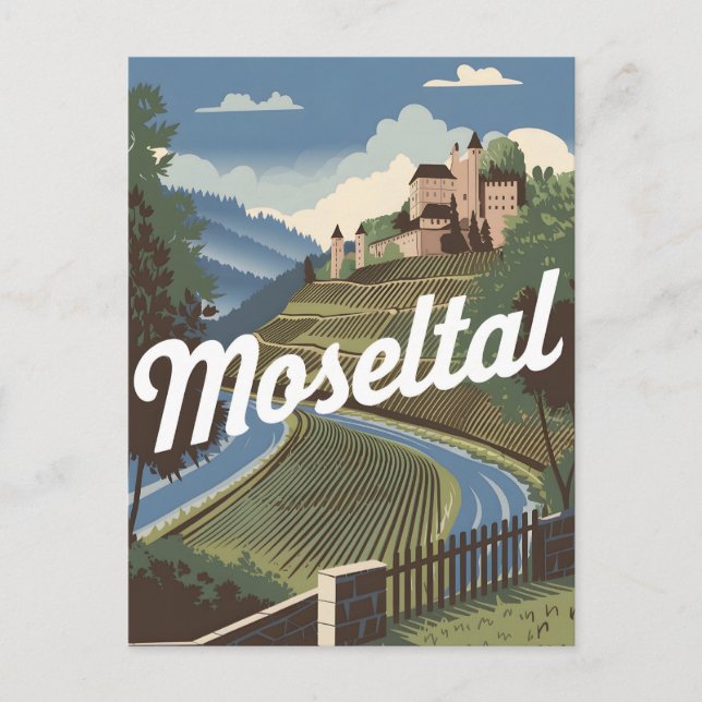 Moseltal Moselle Valley vintage Postcard (Front)