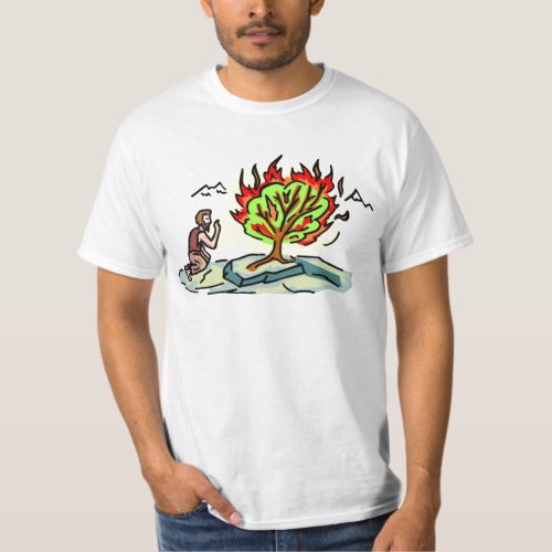 Moses and burning bush Christian artwork T_Shirt