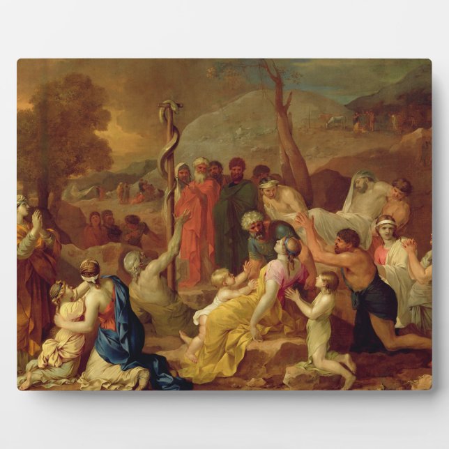 Moses and the Brazen Serpent, c.1653-54 (oil on ca Plaque (Front)