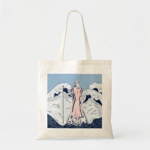 Moses and the parting sea tote bag