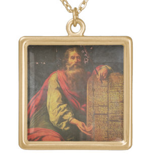 Moses and the Tablets of the Law Gold Plated Necklace