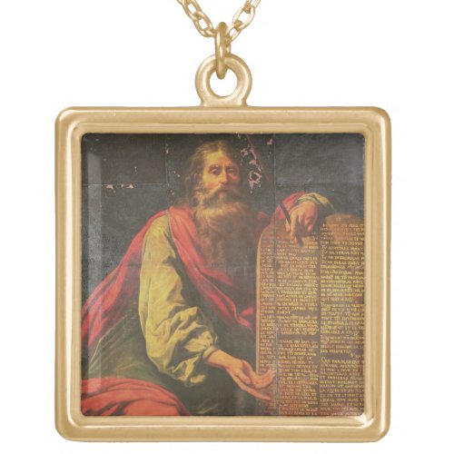 Moses and the Tablets of the Law Gold Plated Necklace