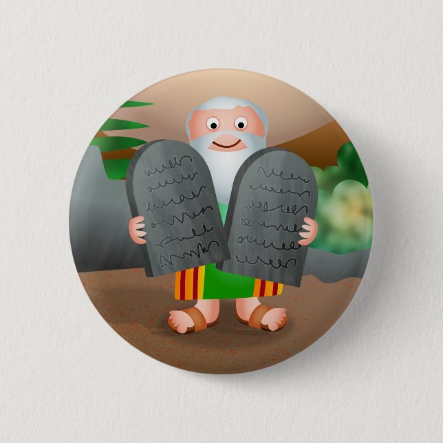 Moses and The Ten Commandments Bible Story Button (Front)