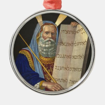 Moses And The Ten Commandments Metal Ornament by vintageworks at Zazzle