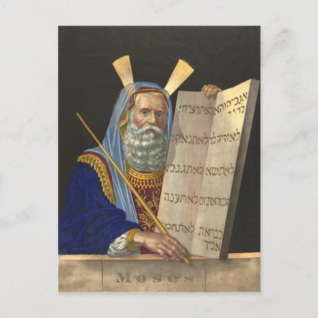 Moses and the Ten Commandments postcard (Front)