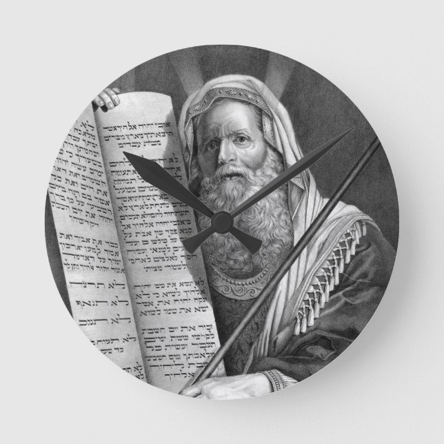 Moses and the Ten Commandments Round Clock (Front)
