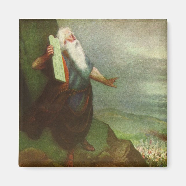 Moses and the Ten Commandments, Vintage Religion Magnet (Front)
