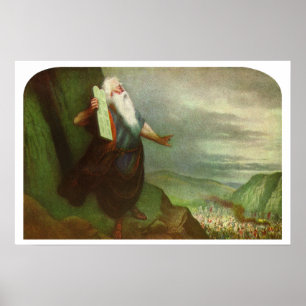 Moses and the Ten Commandments, Vintage Religion Poster