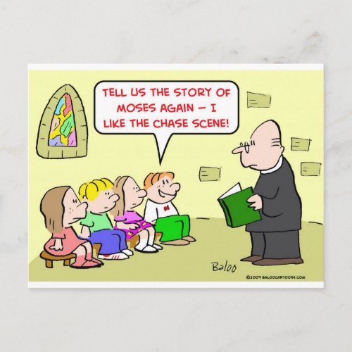 moses chase scene sunday school postcard