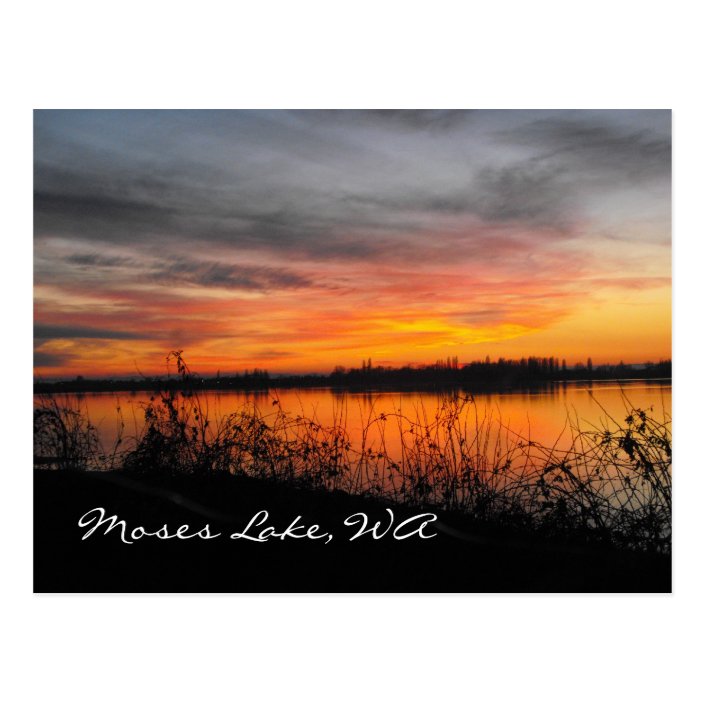 Moses Lake, WA sunset post card | Zazzle.com