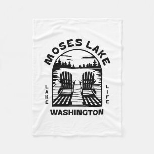Moses Lake Washington Outdoors Vintage 1 Fleece Blanket