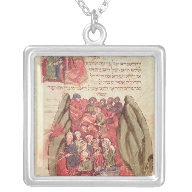 Moses leads the Children of Israel across Silver Plated Necklace (Front)
