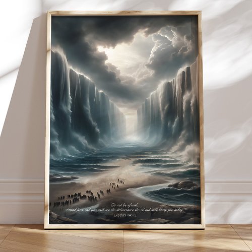 Moses Parting the Red Sea Bible Verse Art Exodus  Poster