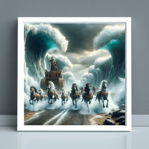 Moses Parting the Red Sea Bible Verse Art Exodus Poster