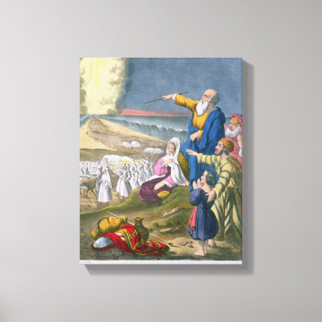 Moses Parting the Red Sea, from a bible printed by Canvas Print (Front)