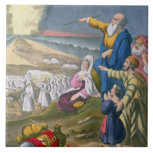 Moses Parting the Red Sea from a bible printed by Ceramic Tile