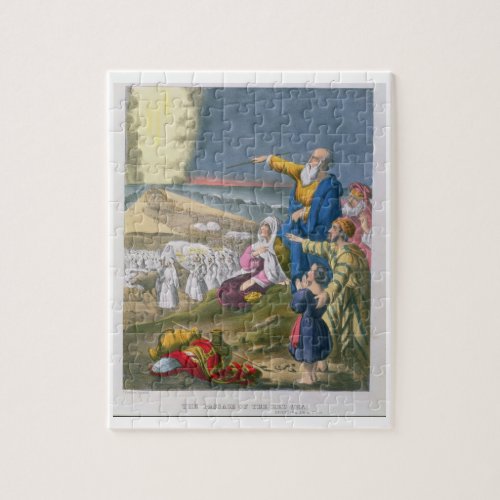 Moses Parting the Red Sea from a bible printed by Jigsaw Puzzle