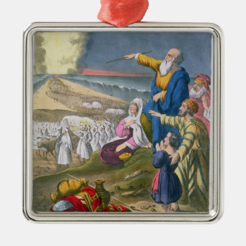 Moses Parting the Red Sea from a bible printed by Metal Ornament