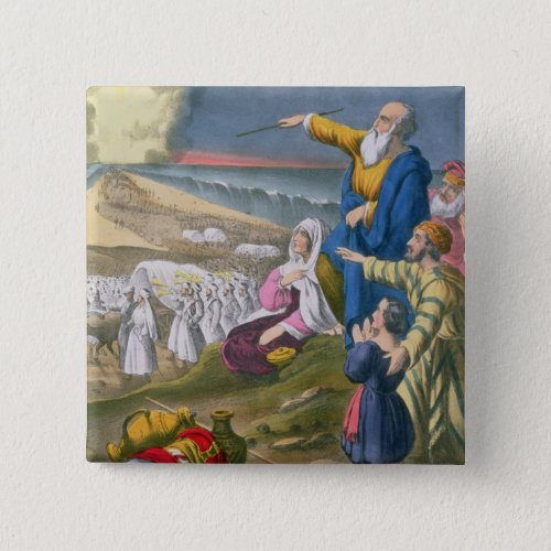 Moses Parting the Red Sea from a bible printed by Pinback Button