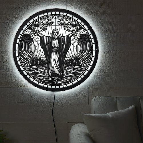 Moses Parting the Red Sea Stained Glass LED Sign