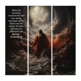 Moses parting the waters, scripture triptych