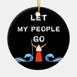 Moses Parts The Red Sea Jewish Women Men Passover Ceramic Ornament