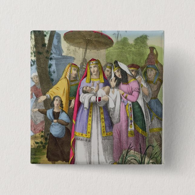 Moses Saved by Pharaoh's Daughter, from a bible pr Button (Front)