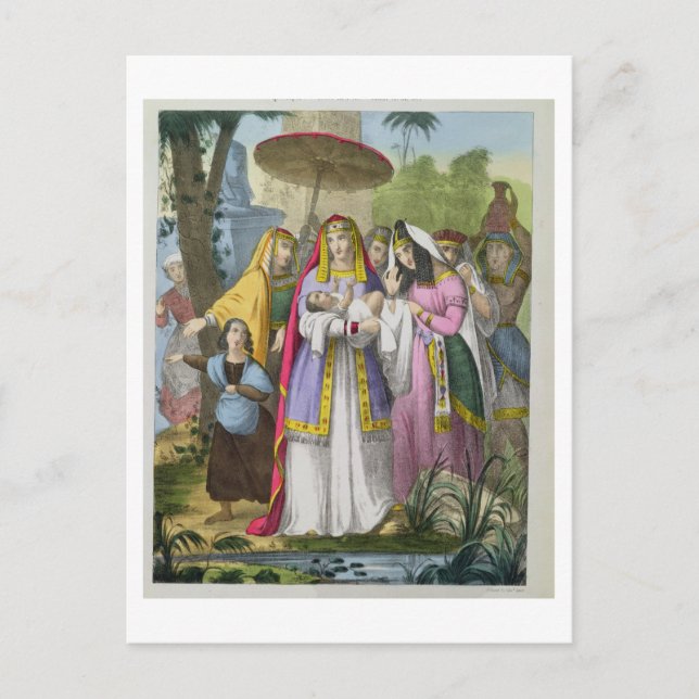 Moses Saved by Pharaoh's Daughter, from a bible pr Postcard (Front)