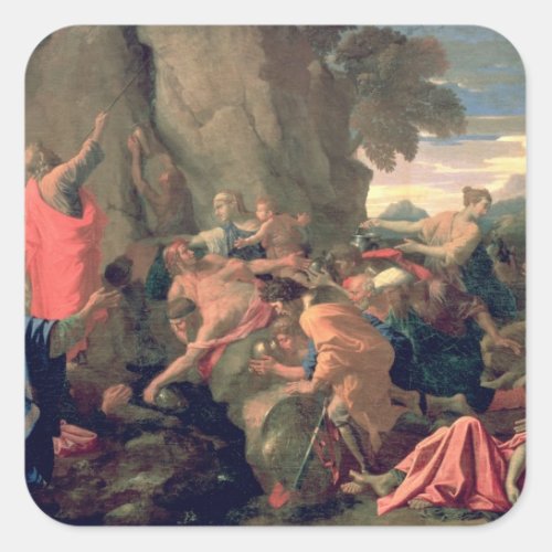 Moses Striking Water from the Rock 1649 Square Sticker