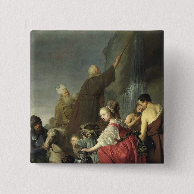 Moses Striking Water from the Rock Pinback Button (Front)