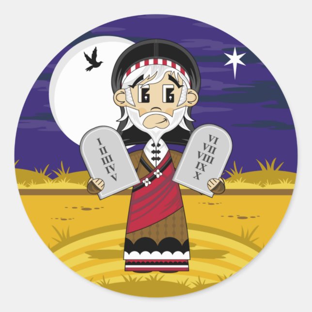 Moses & Ten Commandments Sticker (Front)