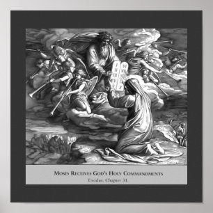 Moses Ten Commandments Vintage Religious Poster