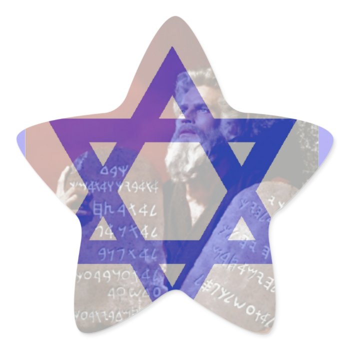 Moses, the Tablets and the Star of David. Star Sticker
