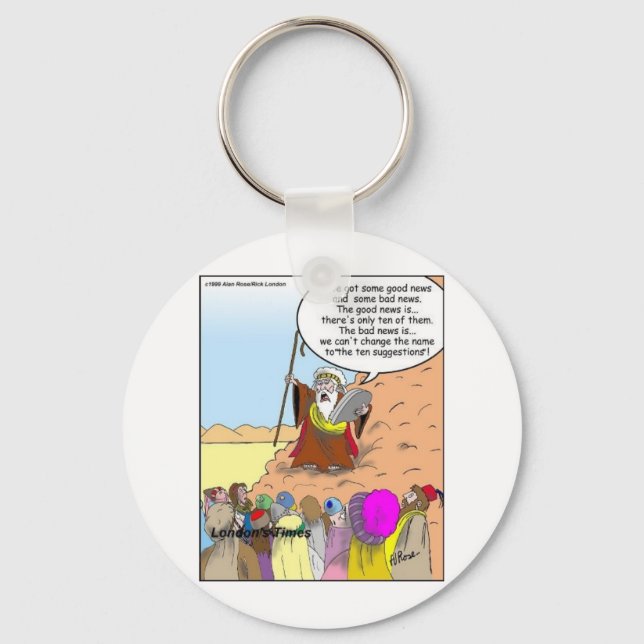 Moses & The Ten Suggestions Funny Gifts & Tees Keychain (Front)