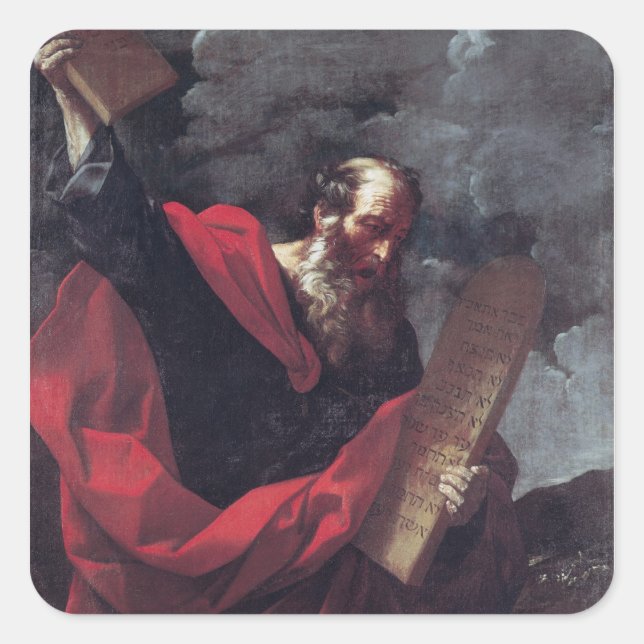 Moses with the Tablets of the Law Square Sticker (Front)