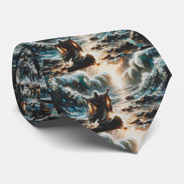 Moshe and the Splitting of the Red Sea Neck Tie (Rolled)