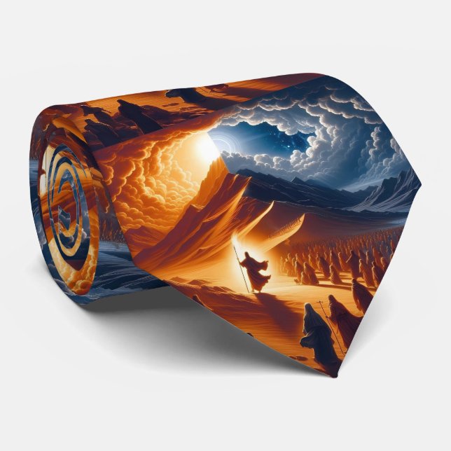Moshe receiving the Torah on Mount Sinai Neck Tie (Rolled)
