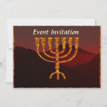 Moshe's Menorah Invitation<br><div class="desc">In the Torah Moshe Rabbenu is told, "You shall make a Menorah of pure gold, beaten out, shall the Menorah be made, its base, its branch, its goblets, its knobs, and its flowers shall be hammered from it, " [Shmot 25:31] and later, "See, and construct, according to their form that...</div>