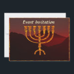 Moshe's Menorah Invitation<br><div class="desc">In the Torah Moshe Rabbenu is told, "You shall make a Menorah of pure gold, beaten out, shall the Menorah be made, its base, its branch, its goblets, its knobs, and its flowers shall be hammered from it, " [Shmot 25:31] and later, "See, and construct, according to their form that...</div>