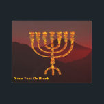 Moshe's Menorah Metal Print<br><div class="desc">A depiction of the seven-branched menorah (candelabra) made by the Israelites after the Exodus from Egypt. Add your own text. In the Torah Moshe Rabbenu is told, "You shall make a Menorah of pure gold, beaten out, shall the Menorah be made, its base, its branch, its goblets, its knobs, and...</div>