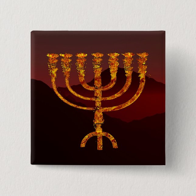 Moshe's Menorah Pinback Button (Front)