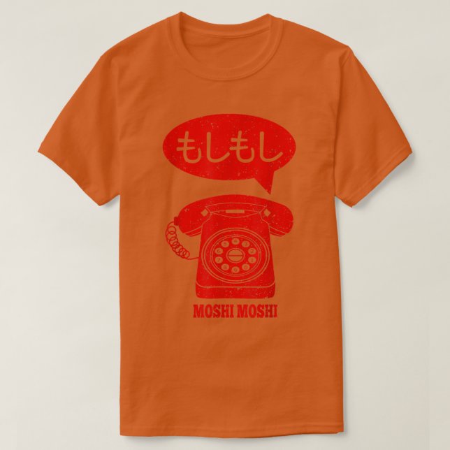 Moshi Moshi Japan Retro Telephone T-Shirt (Design Front)