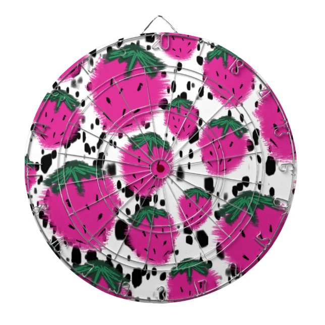 Mosiac Abstract Strawberries Terrazzo Pattern Dart Board (Front)