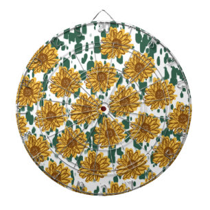 Mosiac Abstract Sunflowers Terrazzo Pattern Dart Board