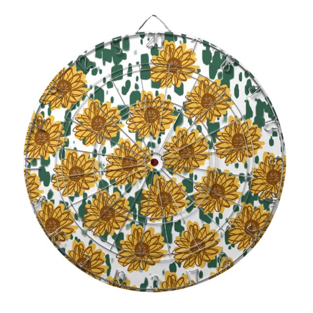 Mosiac Abstract Sunflowers Terrazzo Pattern Dart Board (Front)