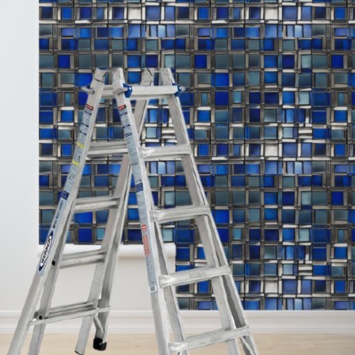 Mosiac Silver Blue Tiles Pattern Peel Stick Wallpaper